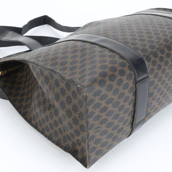 Vintage Celine Macadam Leather Tote Bag Shoulder A4 Black Women's CCE Cy14-9 - Picture 4 of 9